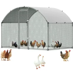 VEVOR Large Metal Chicken Coop 9.8x6.6x6.6 ft Walk-in Chicken Run House, Doom Roof Hen House Enclosure with Cover and Security Lock, Outdoor Duck Rabbit Cage Poultry Pen for Backyard, Farm, Yard Use