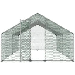 VEVOR Large Metal Chicken Coop, 9.8 x 13.1 x 6.6 ft, Walk-in Chicken Runs with Waterproof Cover, Spire Roof Hen House Enclosure with Lock, Outdoor Duck Rabbit Cage Poultry Pen for Backyard, Farm, Yard