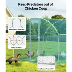 VEVOR Large Metal Chicken Coop, 9.8 x 19.7 x 6.6 ft, Walk-in Chicken Runs with Waterproof Cover, Dome Roof Hen House Enclosure with Lock, Outdoor Duck Rabbit Cage Poultry Pen for Backyard, Farm, Yard
