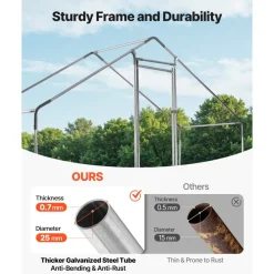 VEVOR Large Metal Chicken Coop,9.8 x 3.3 x 6.6 ft, Walk-in Chicken Run House with Waterproof Cover & Sturdy Frame, Spire Roof Poultry Cage Duck Pen for Rabbit Hen Goose Outdoor Backyard Farm Use