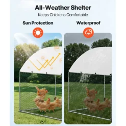 VEVOR Large Metal Chicken Coop 9.8x13x6.6 ft Walk-in Chicken Run House, Doom Roof Hen House Enclosure with Cover and Security Lock, Outdoor Duck Rabbit Cage Poultry Pen for Backyard, Farm, Yard Use