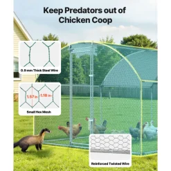VEVOR Large Metal Chicken Coop 9.8x13x6.6 ft Walk-in Chicken Run House, Doom Roof Hen House Enclosure with Cover and Security Lock, Outdoor Duck Rabbit Cage Poultry Pen for Backyard, Farm, Yard Use