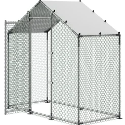 VEVOR Large Metal Chicken Coop,6.6 x 3.3 x 6.6 ft, Walk-in Chicken Run House with Waterproof Cover & Sturdy Frame, Spire Roof Poultry Cage Duck Pen for Rabbit Hen Goose Outdoor Backyard Farm Use