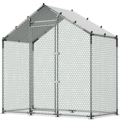 VEVOR Large Metal Chicken Coop,6.6 x 3.3 x 6.6 ft, Walk-in Chicken Run House with Waterproof Cover & Sturdy Frame, Spire Roof Poultry Cage Duck Pen for Rabbit Hen Goose Outdoor Backyard Farm Use