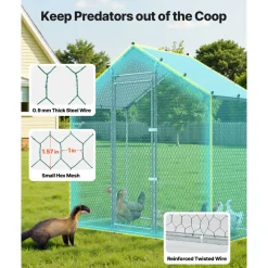 VEVOR Large Metal Chicken Coop,6.6 x 3.3 x 6.6 ft, Walk-in Chicken Run House with Waterproof Cover & Sturdy Frame, Spire Roof Poultry Cage Duck Pen for Rabbit Hen Goose Outdoor Backyard Farm Use