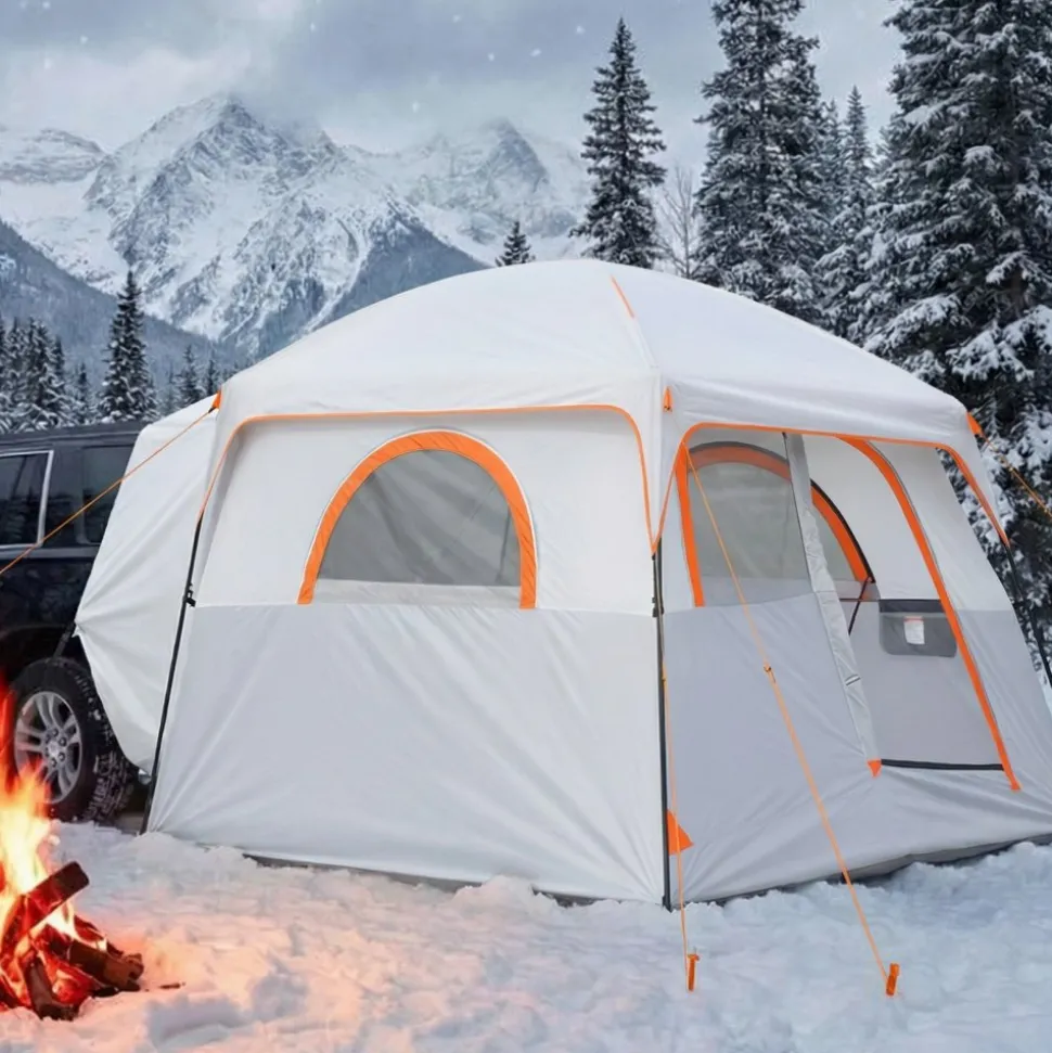 VEVOR Large SUV Tent for 6 Person, 10 x 9 FT 3-Season SUV Tailgate Tent with Ventilated Doors & Mesh Windows, PU2000mm Waterproof Dual-Use Car Rear Hatch Tents for Outdoor Camping Hiking