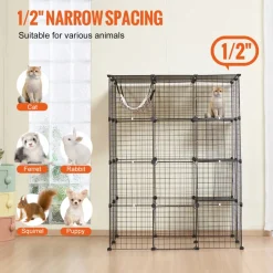 VEVOR Large 4-tier Cat Cage, 41 x 28 x 55", Detachable Metal Wire Cat Enclosure, with 4 Front Doors Hammock Ramp ladders, Indoor & Outdoor Crate Exercise Place Ideal for Kitty, Small Animals, Black