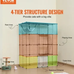 VEVOR Large 4-tier Cat Cage, 41 x 28 x 55