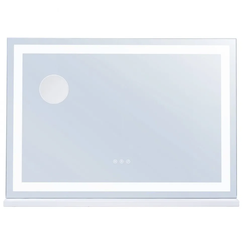 VEVOR Large Vanity Mirror with Lights, Three Color Lighting Modes, Lighted Makeup LED Mirror,5X Magnification,USB Port,Smart Touch Control,Desktop Wall-Mounted (31.5x21.7 in, White)