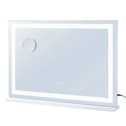 VEVOR Large Vanity Mirror with Lights, Three Color Lighting Modes, Lighted Makeup LED Mirror,5X Magnification,USB Port,Smart Touch Control,Desktop Wall-Mounted (31.5x21.7 in, White)