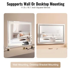 VEVOR Large Vanity Mirror with Lights, Three Color Lighting Modes, Lighted Makeup LED Mirror,5X Magnification,USB Port,Smart Touch Control,Desktop Wall-Mounted (31.5x21.7 in, White)