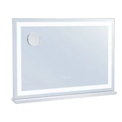 VEVOR Large Vanity Mirror with Lights, Three Color Lighting Modes, Lighted Makeup LED Mirror,5X Magnification,USB Port,Smart Touch Control,Desktop Wall-Mounted (31.5x21.7 in, White)