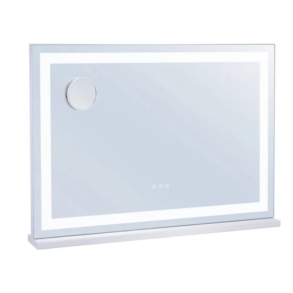 VEVOR Large Vanity Mirror with Lights, Three Color Lighting Modes, Lighted Makeup LED Mirror,5X Magnification,USB Port,Smart Touch Control,Desktop Wall-Mounted (31.5x21.7 in, White)