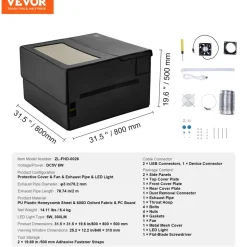 VEVOR Laser Engraver Enclosure, 31.5 x 31.5 x 19.6", Flame Retardant and Fireproof Protective Cover, with Exhaust Fan and Pipe, Insulates Smoke, Noise and Eye Protection, Fits for Most Laser Engraver