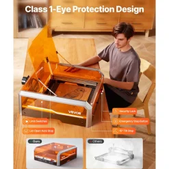VEVOR Laser Engraver, 20W, Laser Engraving and Cutting Machine with Enclosure Camera, Laser Cutter, 15.7 x 15.7 in Working Area, 30000 mm/min, for Wood, Leather, Glass, Paper, Certain Metal, Class 1
