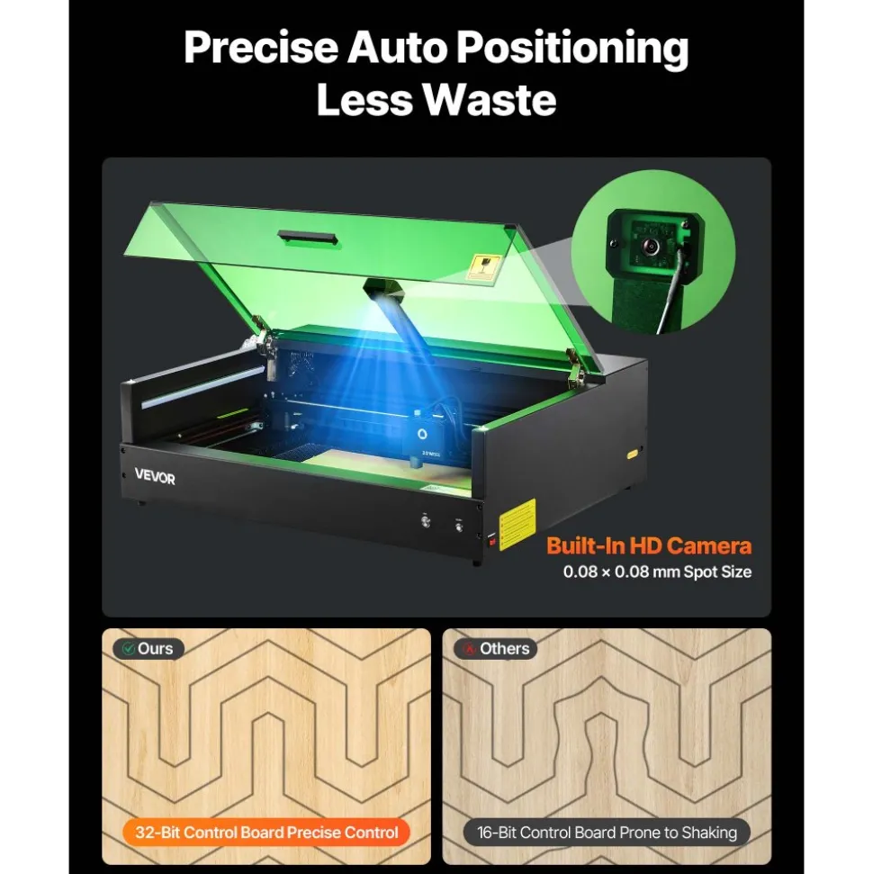 VEVOR Laser Engraver, 20W, Laser Engraving and Cutting Machine with Enclosure Camera, Laser Cutter, 36000 mm/min, 19.7 x 12.6 in Working Area, for Wood, Leather, Glass, Paper, Certain Metal, Class 1