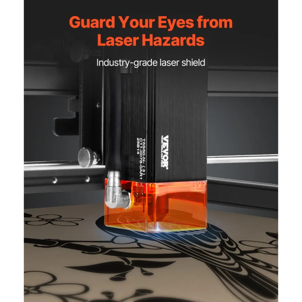 VEVOR Laser Engraver, 5W Output, Laser Engraving Cutter Machine, 14.9 x 15.7 in/38 x 40 cm Working Area, 10000 mm/min Movement Speed, Compressed Spot with Eye Protection, for Wood, Certain Metal