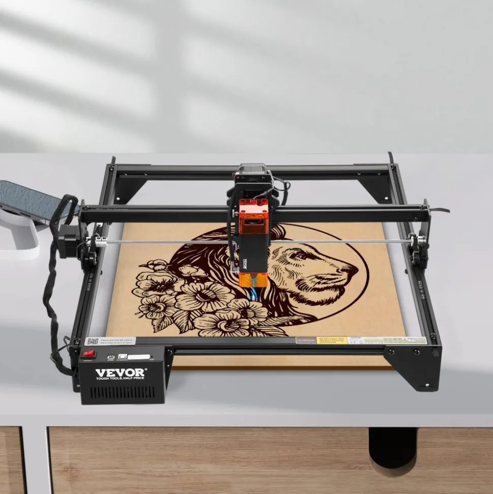 VEVOR Laser Engraver, 5W Output, Laser Engraving Cutter Machine, 14.9 x 15.7 in/38 x 40 cm Working Area, 10000 mm/min Movement Speed, Compressed Spot with Eye Protection, for Wood, Certain Metal