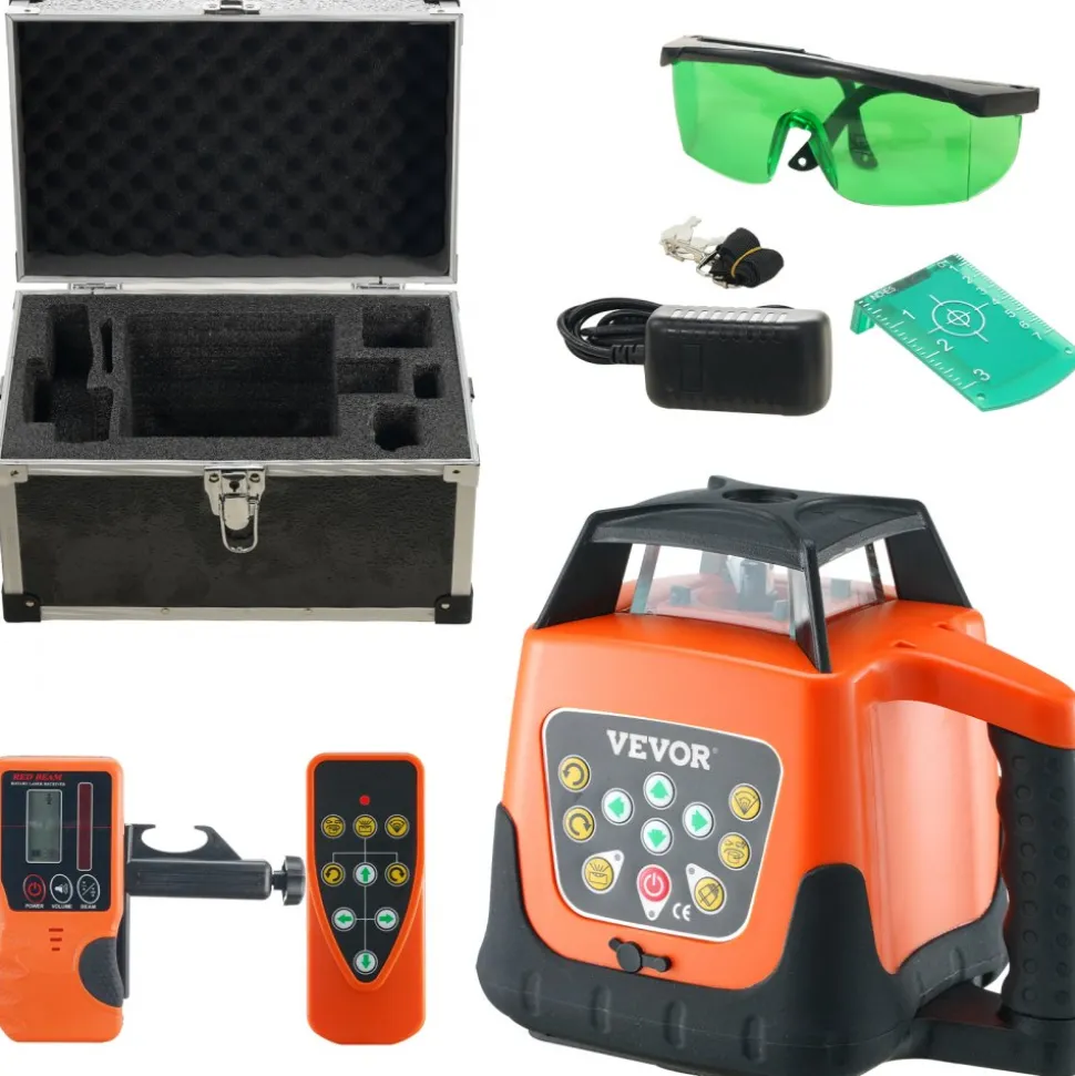 VEVOR Laser Level, 2000ft, 360 Degree Self Leveling Green Cross Line Laser, 5 Rotation Speeds & 4 Scanning Angles Adjustment, IP66 Waterproof Remote Control Manual Self-leveling Mode, Battery Included