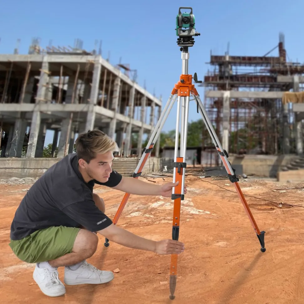 VEVOR Laser Level Tripod Stand, 5/8"-11 Thread Mount, 45.07-114.37 inch Height Adjustment Heavy Duty Survey Tripod, with Level Bubble & Diffusion Limiter , Liftable Non-Skid Feet for Construction