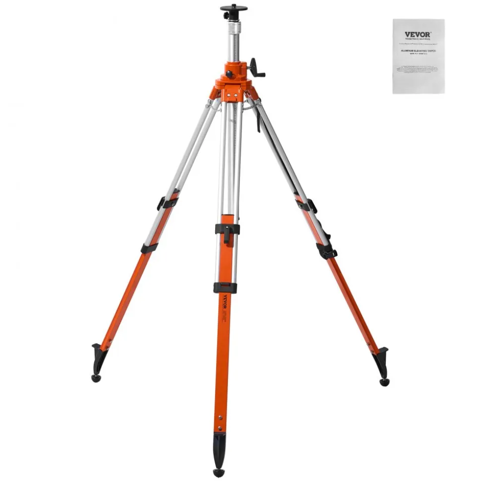 VEVOR Laser Level Tripod Stand, 5/8"-11 Thread Mount, 45.07-114.37 inch Height Adjustment Heavy Duty Survey Tripod, with Level Bubble & Diffusion Limiter , Liftable Non-Skid Feet for Construction