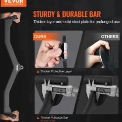 VEVOR LAT Pulldown Attachment, Cable Machine Rowing V-bar Attachment, Tricep Pull Down Bar, Back Strength Training Rubber Coated Handle Grip, Bicep Curl Tricep Lat Pulldown Bar for Home Gym Fitness