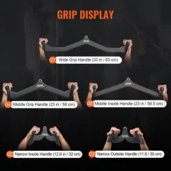 VEVOR LAT Pulldown Attachments, Cable Machine Rowing T-bar V-bar 5 Set, Tricep Pull Down Bar, Back Strength Training Rubber Coated Handle Grip, Bicep Curl Tricep Lat Pulldown Bar for Home Gym Fitness