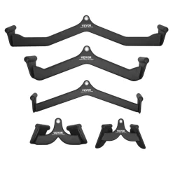 VEVOR LAT Pulldown Attachments, Cable Machine Rowing T-bar V-bar 5 Set, Tricep Pull Down Bar, Back Strength Training Rubber Coated Handle Grip, Bicep Curl Tricep Lat Pulldown Bar for Home Gym Fitness