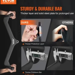 VEVOR LAT Pulldown Attachments, Cable Machine Rowing T-bar V-bar 5 Set, Tricep Pull Down Bar, Back Strength Training Rubber Coated Handle Grip, Bicep Curl Tricep Lat Pulldown Bar for Home Gym Fitness