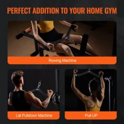 VEVOR LAT Pulldown Attachments, Cable Machine Rowing T-bar V-bar 7 Set, Tricep Pull Down Bar, Back Strength Training Rubber Coated Handle Grip, Bicep Curl Tricep Lat Pulldown Bar for Home Gym Fitness