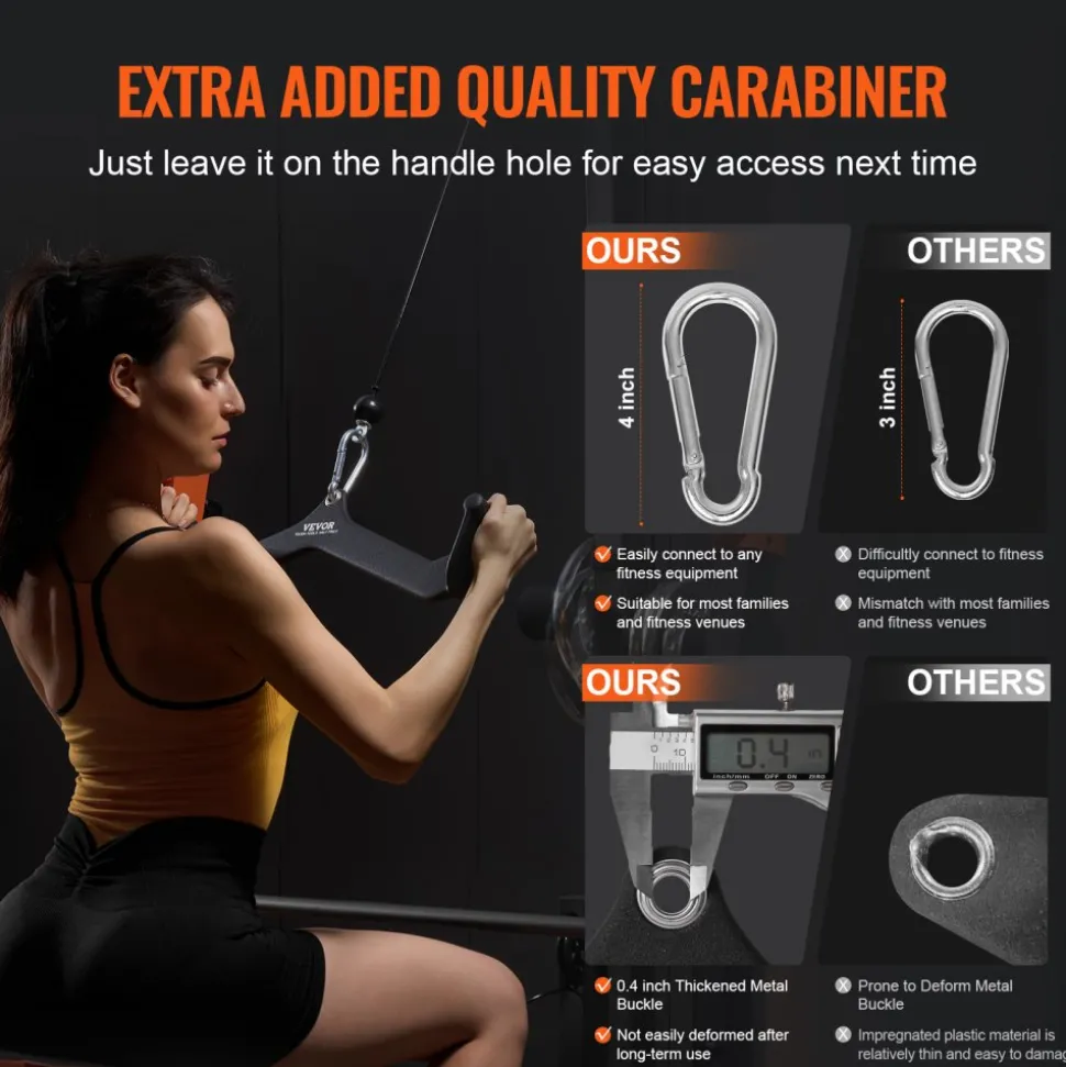 VEVOR LAT Pulldown Attachments, Cable Machine Rowing T-bar V-bar 5 Set, Tricep Pull Down Bar, Back Strength Training Rubber Coated Handle Grip, Bicep Curl Tricep Lat Pulldown Bar for Home Gym Fitness