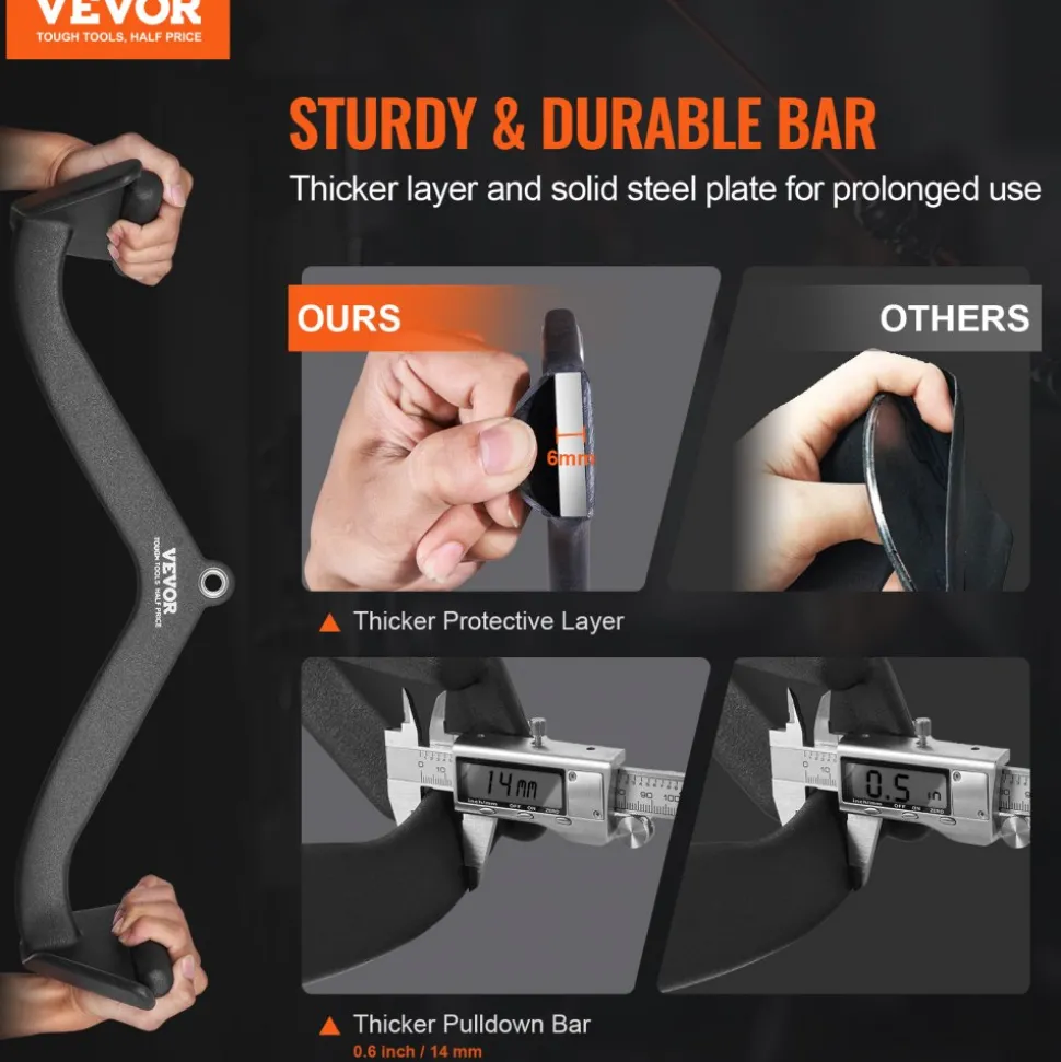 VEVOR LAT Pulldown Attachment, Cable Machine Rowing V-bar Attachment, Tricep Pull Down Bar, Back Strength Training Rubber Coated Handle Grip, Bicep Curl Tricep Lat Pulldown Bar for Home Gym Fitness