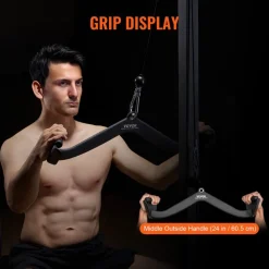 VEVOR LAT Pulldown Attachment, Cable Machine Rowing V-bar Attachment, Tricep Pull Down Bar, Back Strength Training Rubber Coated Handle Grip, Bicep Curl Tricep Lat Pulldown Bar for Home Gym Fitness