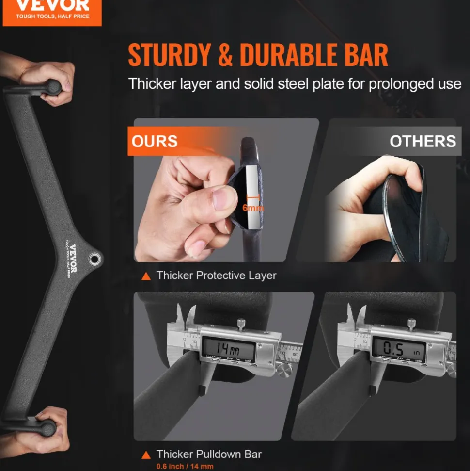 VEVOR LAT Pulldown Attachment, Cable Machine Rowing V-bar Attachment, Tricep Pull Down Bar, Back Strength Training Rubber Coated Handle Grip, Bicep Curl Tricep Lat Pulldown Bar for Home Gym Fitness