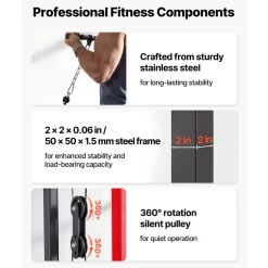 VEVOR LAT Pull Down Machine, 2-in-1 Row Cable Machine, Cable Machines Home Gym with 3-Level Adjustable Seat, 4-Level Adjustable Foam Roller, Load 500 lbs Lat Tower for Back, Chest, Tricep, Black Red