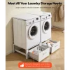 VEVOR Laundry Pedestal, 14 in Height, Washer and Dryer Pedestals with Drawer, 700 lbs Weight Load Capacity, Non-Slip Feet, Heavy-duty Steel Washing Machine Stand Universal Fit, White, 2 Pack