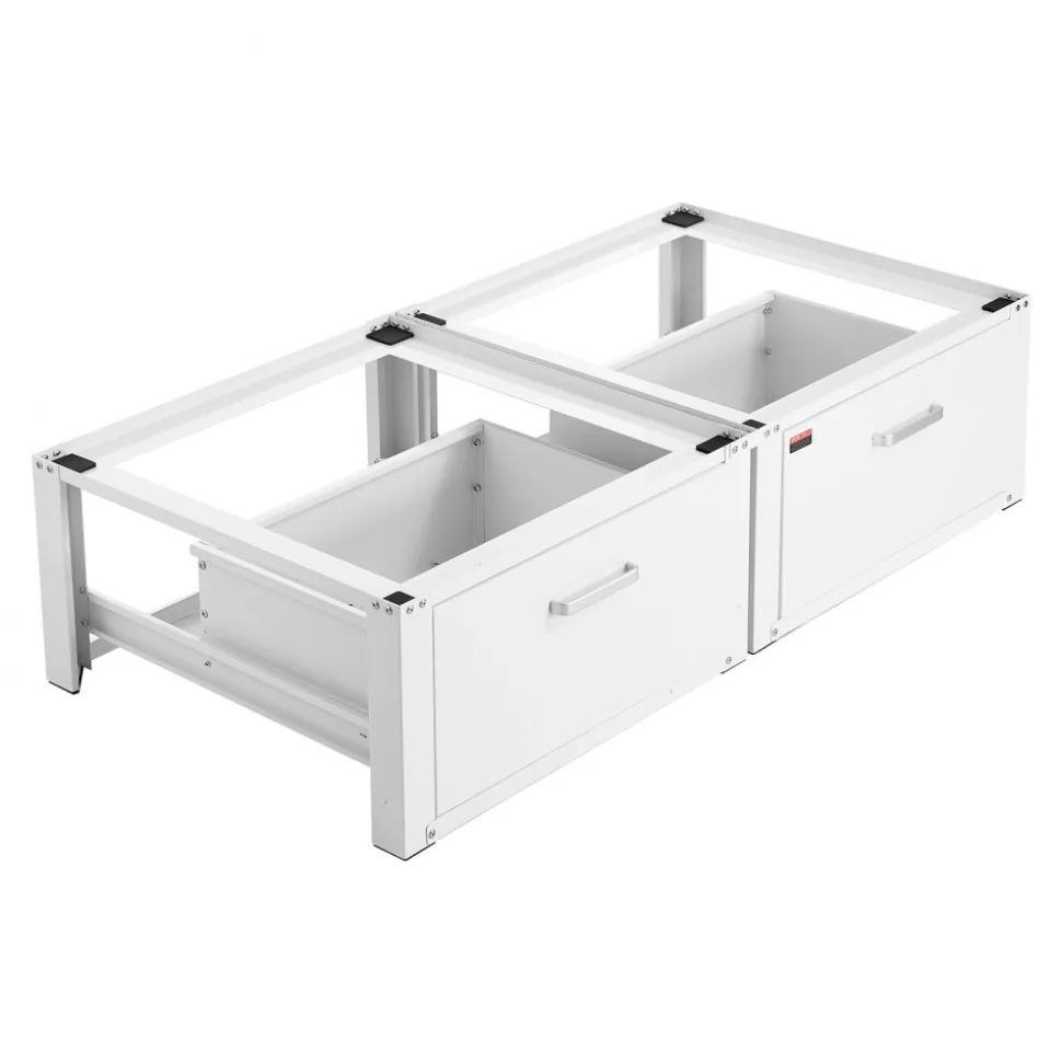 VEVOR Laundry Pedestal, 14 in Height, Washer and Dryer Pedestals with Drawer, 700 lbs Weight Load Capacity, Non-Slip Feet, Heavy-duty Steel Washing Machine Stand Universal Fit, White, 2 Pack