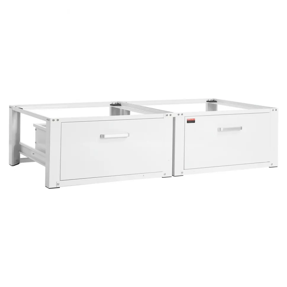 VEVOR Laundry Pedestal, 14 in Height, Washer and Dryer Pedestals with Drawer, 700 lbs Weight Load Capacity, Non-Slip Feet, Heavy-duty Steel Washing Machine Stand Universal Fit, White, 2 Pack