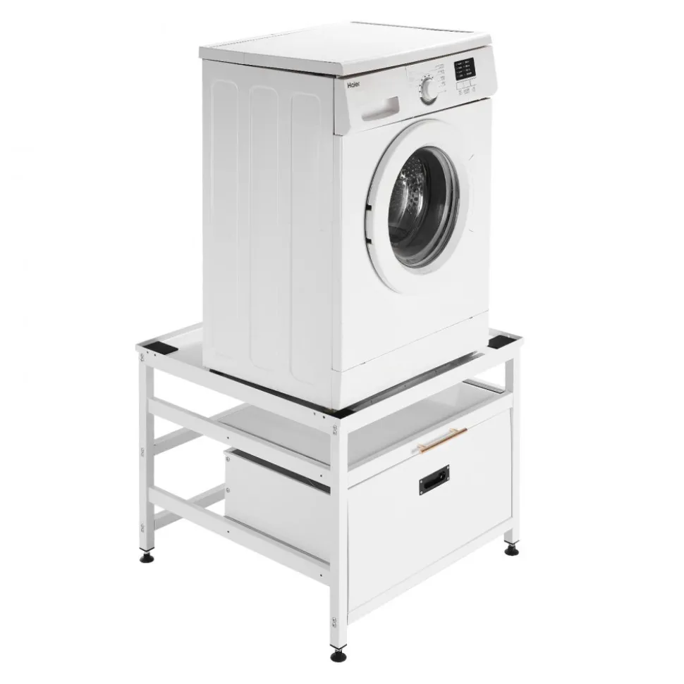 VEVOR Laundry Pedestal, 23 in Height, 29 x 29 in Washer and Dryer Pedestals with Pull-out Tray and Storage Space, 700 lbs Load Capacity, Non-Slip Feet Washing Machine Stand Universal Fit, White