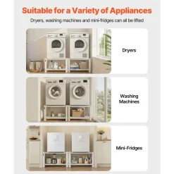VEVOR Laundry Pedestal, 16.1 in Height, 27.5 x 27.5 in Washer and Dryer Pedestals with Storage Shelf, 700 lbs Load Capacity, Non-Slip Feet, Washing Machine Stand Universal Fit, White, 2 Pack