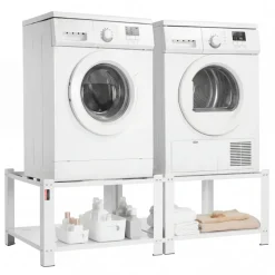 VEVOR Laundry Pedestal, 16.1 in Height, 27.5 x 27.5 in Washer and Dryer Pedestals with Storage Shelf, 700 lbs Load Capacity, Non-Slip Feet, Washing Machine Stand Universal Fit, White, 2 Pack