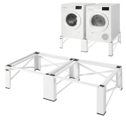 VEVOR Laundry Pedestal, 12 in Height, Washer and Dryer Pedestals with 1200 lbs Weight Load Capacity, 18.7-31 in Adjustable, Non-Slip Feet, Heavy-duty Steel Washing Machine Stand Universal Fit, White