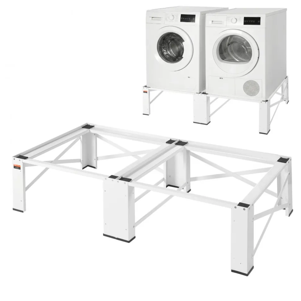 VEVOR Laundry Pedestal, 12 in Height, Washer and Dryer Pedestals with 1200 lbs Weight Load Capacity, 18.7-31 in Adjustable, Non-Slip Feet, Heavy-duty Steel Washing Machine Stand Universal Fit, White