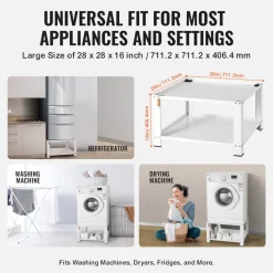 VEVOR Laundry Pedestal with Storage Shelf, 28"Lx28" Wx16" H, Washer And Dryer Base Stand Platform Universal Fit 660lbs Capacity, Heavy Duty Steel Multi-Functional Base for Washing Machine