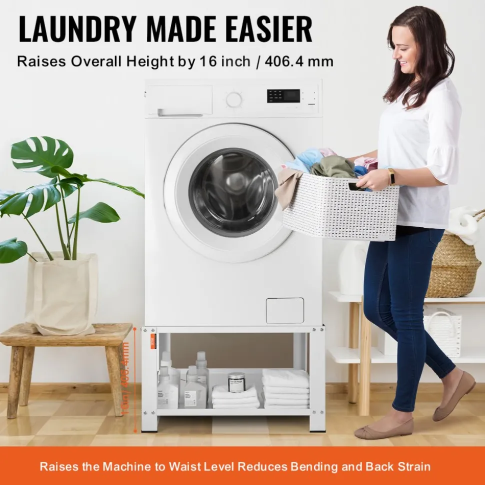 VEVOR Laundry Pedestal with Storage Shelf, 28"Lx28" Wx16" H, Washer And Dryer Base Stand Platform Universal Fit 660lbs Capacity, Heavy Duty Steel Multi-Functional Base for Washing Machine