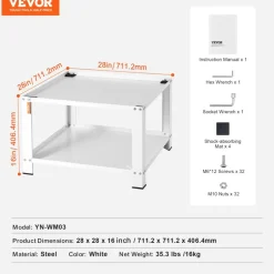 VEVOR Laundry Pedestal with Storage Shelf, 28