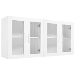 VEVOR Laundry Room Wall Cabinet, 2-Tier Wall Mounted Cabinet with Adjustable Shelf, Cupboard Storage with 4 Doors, for Kitchen, Bathroom, Laundry, Set of 2, Each 12 x 24 x 24 in (D x W x H), White
