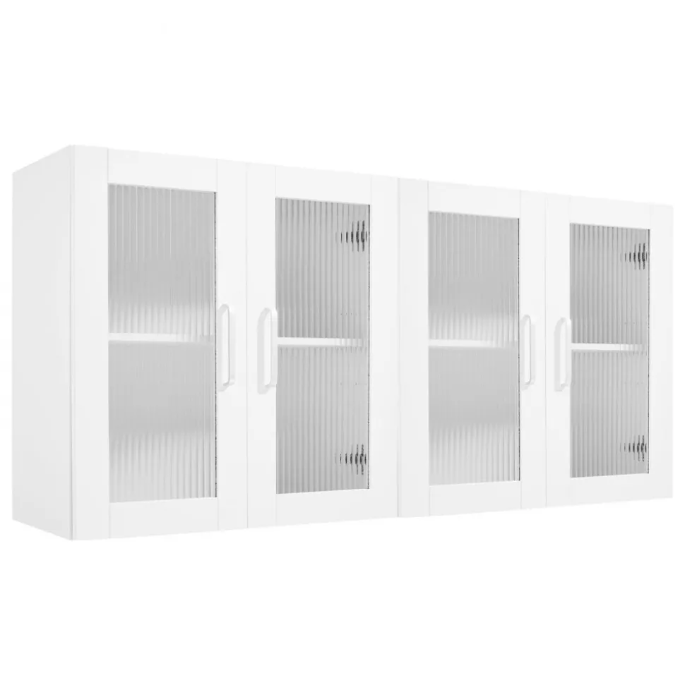 VEVOR Laundry Room Wall Cabinet, 2-Tier Wall Mounted Cabinet with Adjustable Shelf, Cupboard Storage with 4 Doors, for Kitchen, Bathroom, Laundry, Set of 2, Each 12 x 24 x 24 in (D x W x H), White
