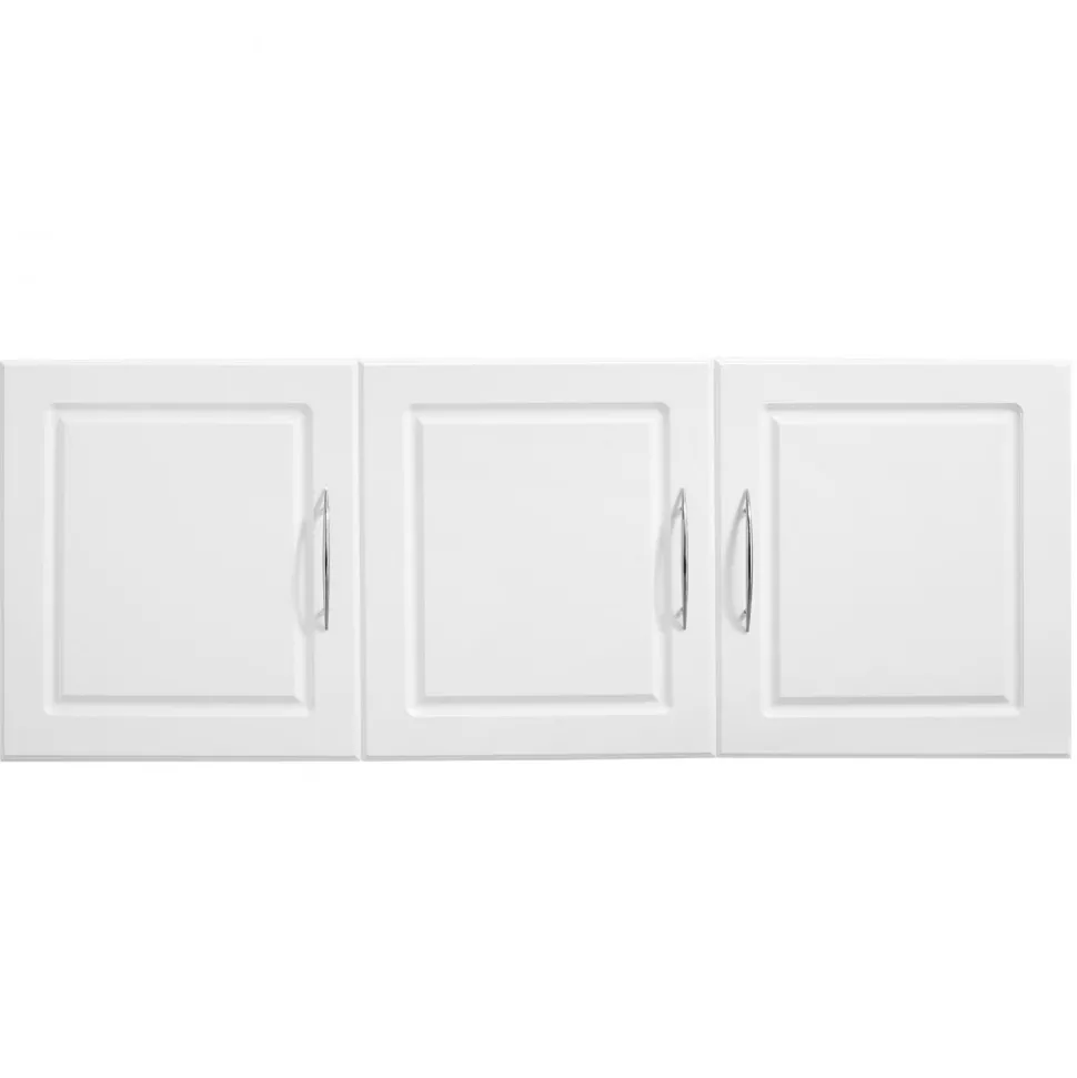 VEVOR Laundry Room Wall Cabinet, 2-Tier Wall Mounted Hanging Cabinet with Adjustable Shelf, Cupboard Storage with 3 Doors, for Kitchen, Bathroom, Laundry, 12.44 x 54 x 20.31 in (D x W x H), White