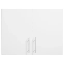 VEVOR Laundry Room Wall Cabinet, 2-Tier Wall Mounted Hanging Cabinet with Adjustable Shelf, 32 in Cupboard Storage with 2 Doors, for Bathroom, Kitchen, Laundry, 16 x 32 x 24 in (D x W x H), White
